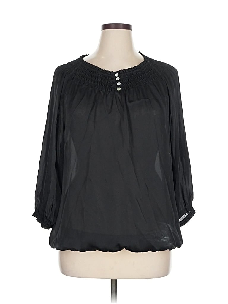 Pre-owned Chico's 3/4 Sleeve Blouse In Black