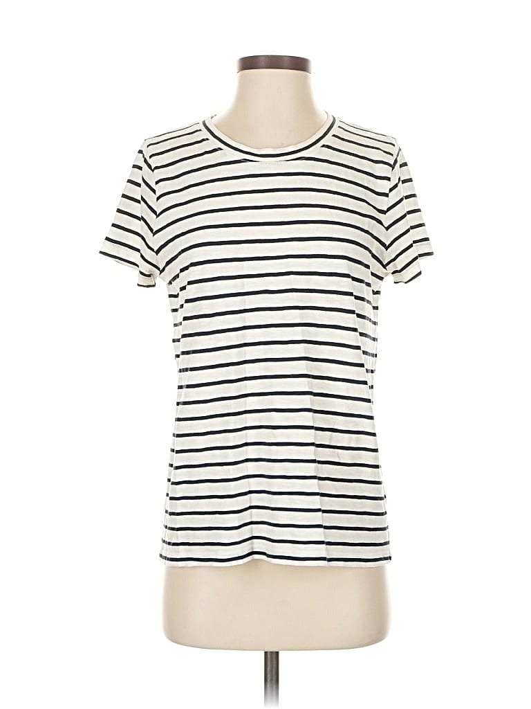 Pre-owned J.crew Factory Store Short Sleeve Top Ivory Crew Neck Tops In White