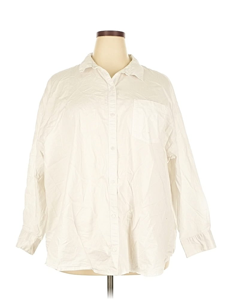 Pre-owned Old Navy Long Sleeve Button Down Shirt In White