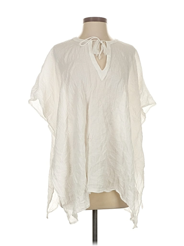 Pre-owned Banana Republic Factory Store Short Sleeve Blouse In White