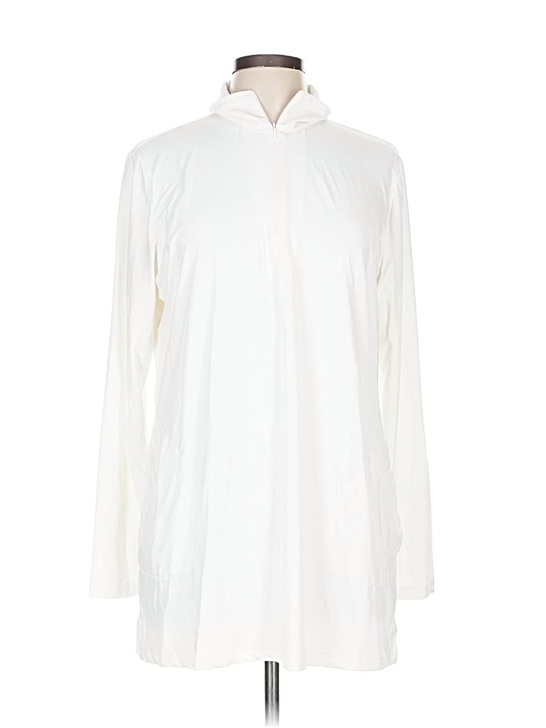 Pre-owned Lands' End Long Sleeve Blouse In White