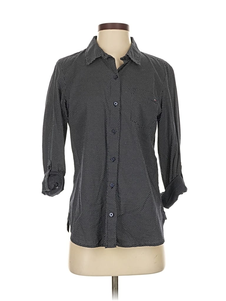 Pre-owned Tommy Hilfiger 3/4 Sleeve Button Down Shirt In Gray