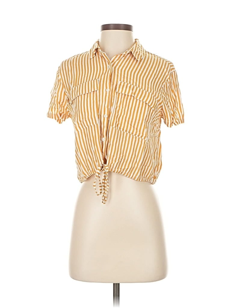 PULL & BEAR Pre-owned Short Sleeve Button Down Shirt In Yellow