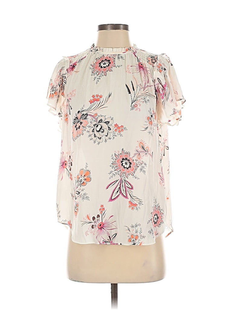 Pre-owned Ann Taylor Short Sleeve Blouse In White