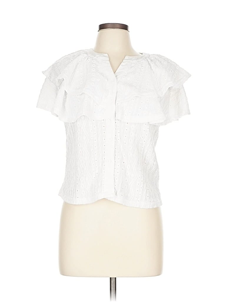Pre-owned Dazy Short Sleeve Blouse In White