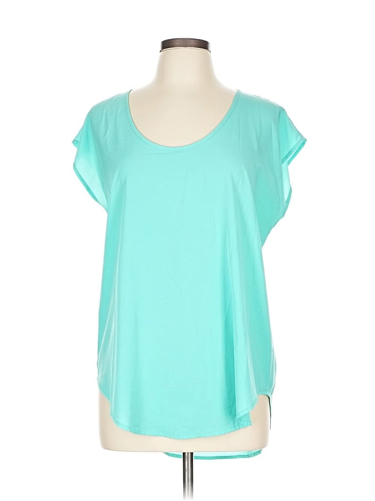 Pre-owned Frenchi Short Sleeve Top Teal Scoop Neck Tops In Blue