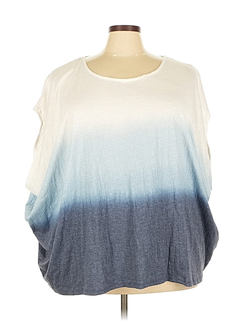 LANE BRYANT Pre-owned Short Sleeve Top Blue Cold Shoulder Neckline Tops