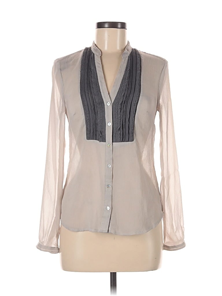 Pre-owned H&m Long Sleeve Blouse In Gray
