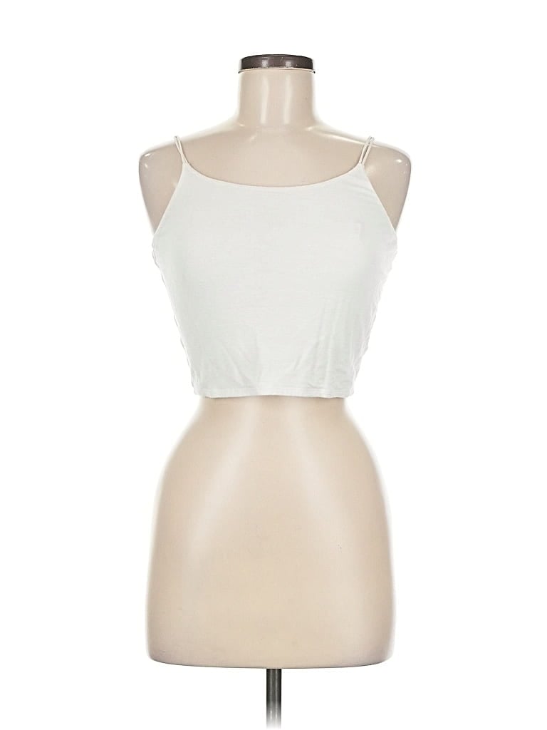 Pre-owned Zenana Tank Top Ivory Halter Neckline Tops In White