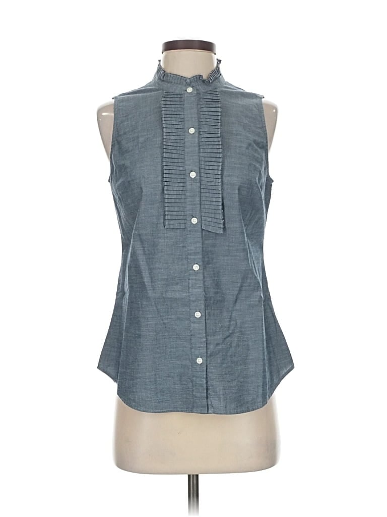 Pre-owned Banana Republic Factory Store Sleeveless Button Down Shirt In Blue
