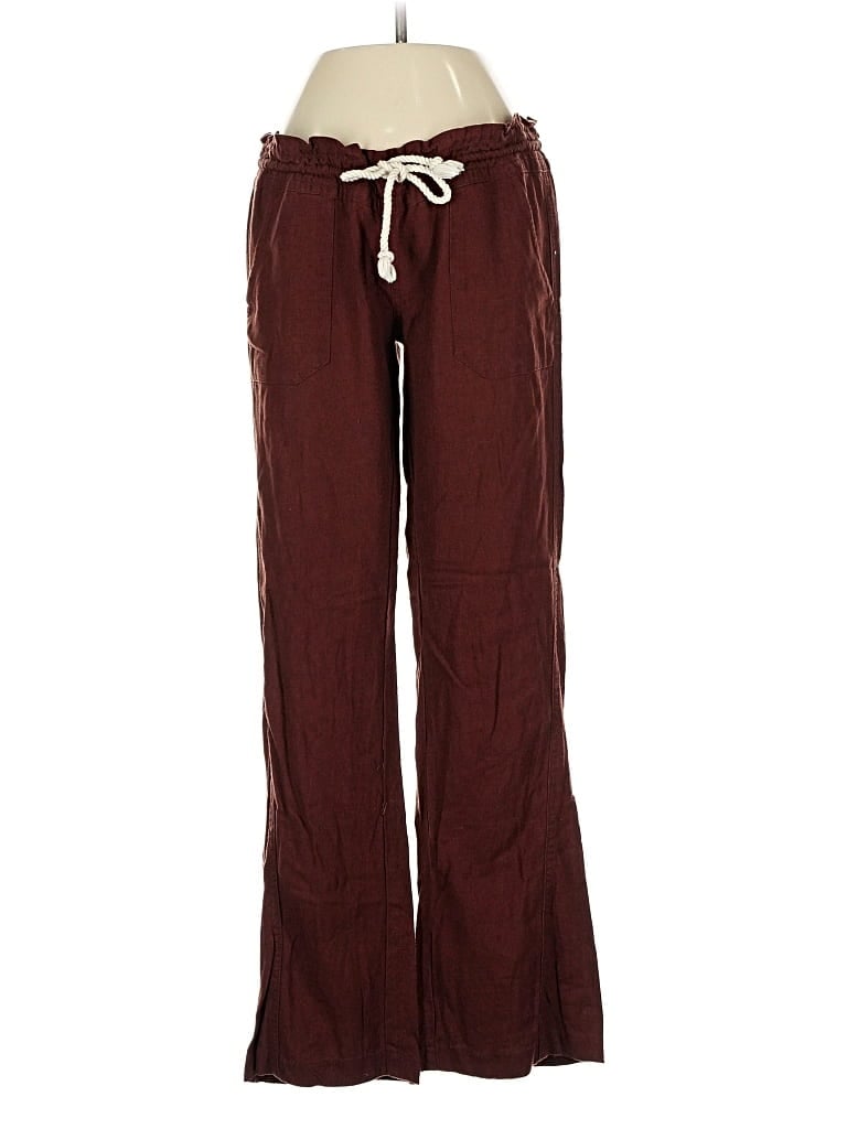 Pre-owned Roxy Linen Pants In Burgundy