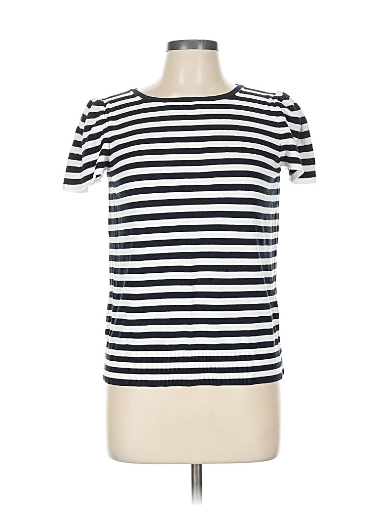 Pre-owned Ann Taylor Loft Short Sleeve Top Black Crew Neck Tops