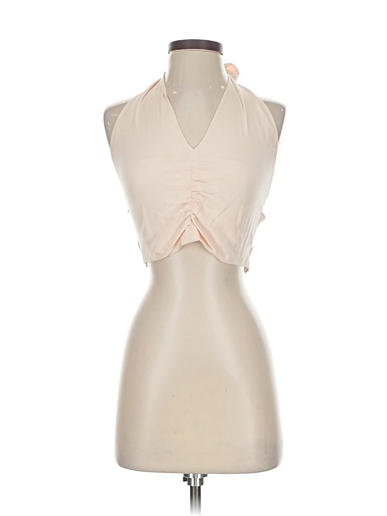 Pre-owned Diane Von Furstenberg Tank Top Tan Halter Neckline Tops In Brown