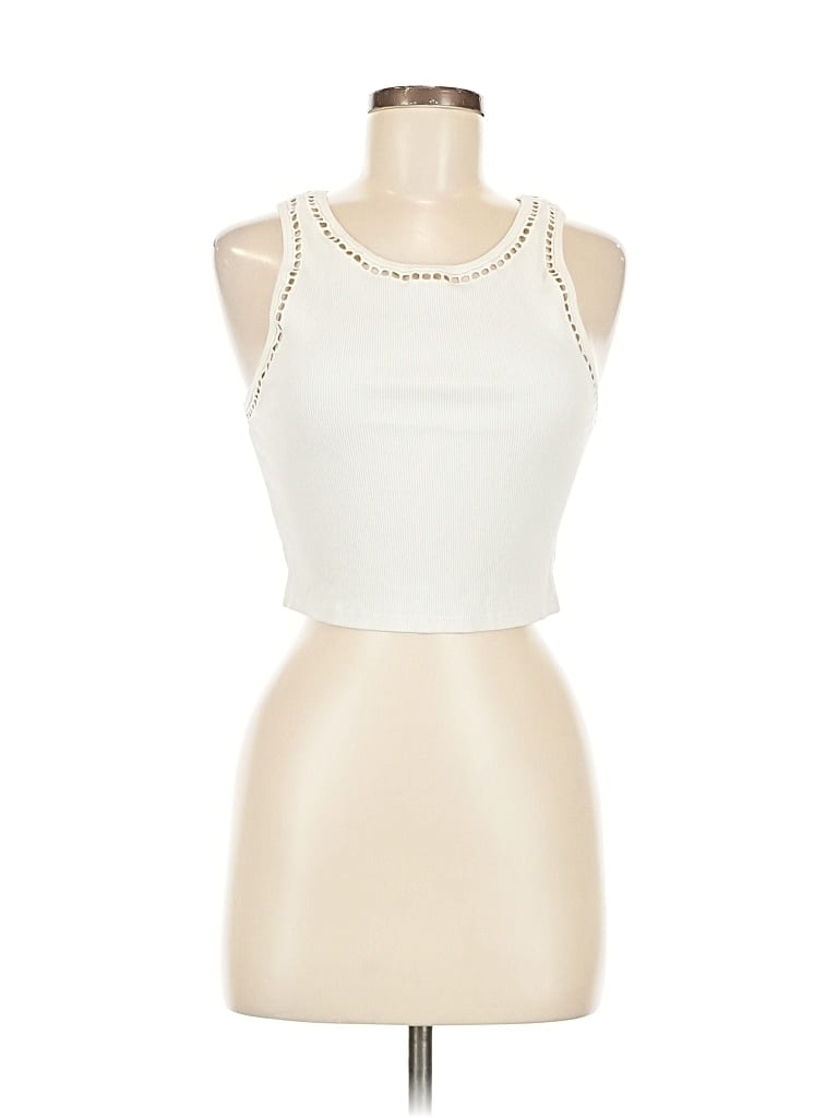 Pre-owned H&m Tank Top Ivory Halter Neckline Tops In White