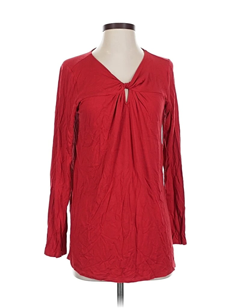 Pre-owned Jjill Long Sleeve Blouse In Red