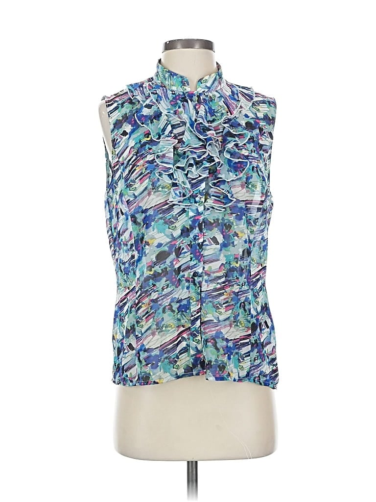 Pre-owned Tahari By Asl Sleeveless Blouse In Blue