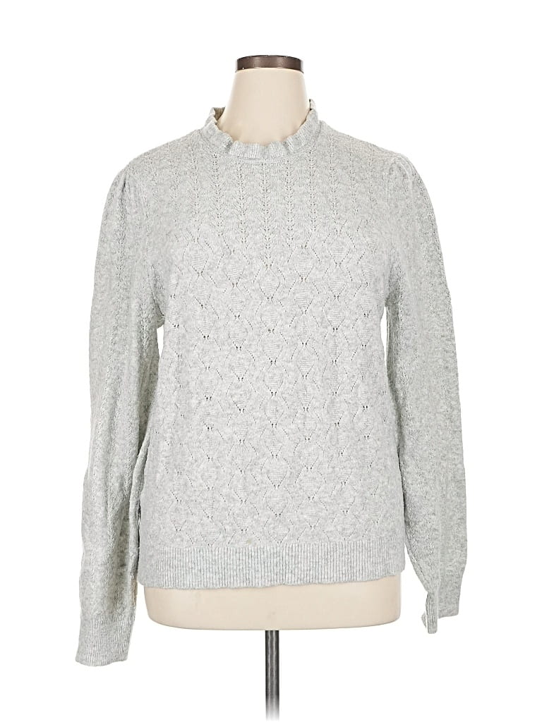 Pre-owned Ann Taylor Loft Long Sleeve Top Silver Turtleneck Tops