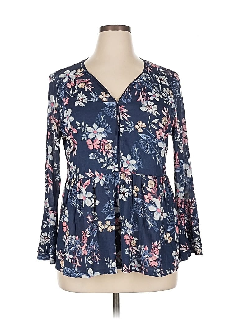 Pre-owned Style & Co 3/4 Sleeve Blouse In Blue