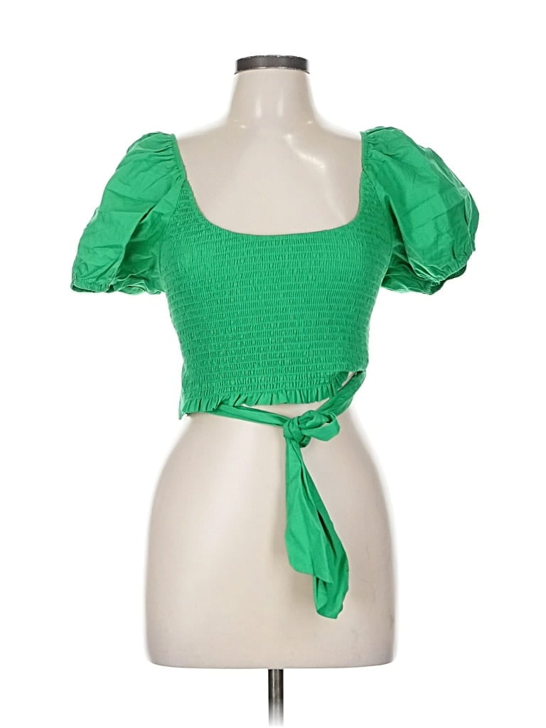 Pre-owned Altar'd State Short Sleeve Top Green Square Neckline Tops