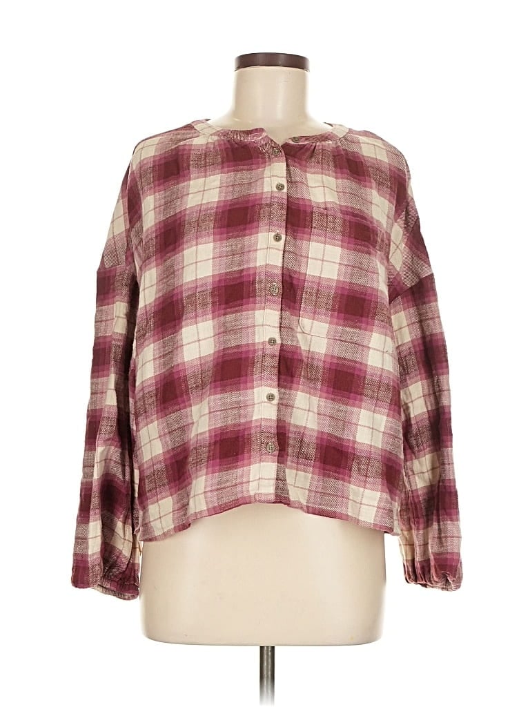 Pre-owned Upwest Long Sleeve Blouse In Burgundy