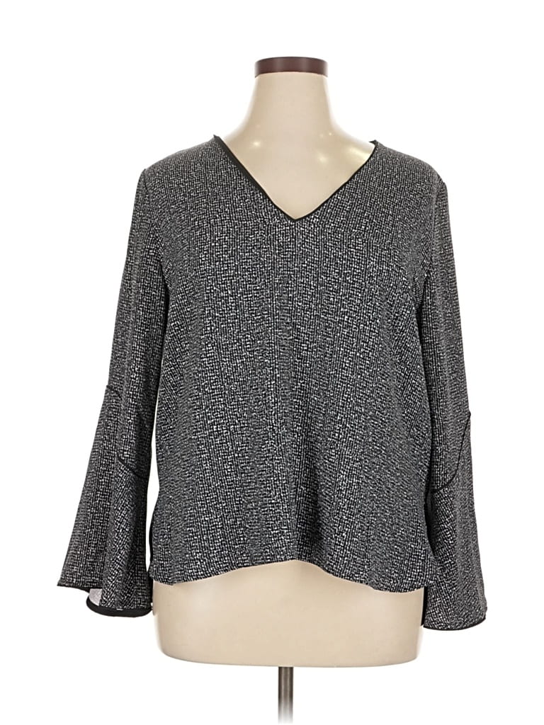 Pre-owned Calvin Klein Long Sleeve Blouse In Gray