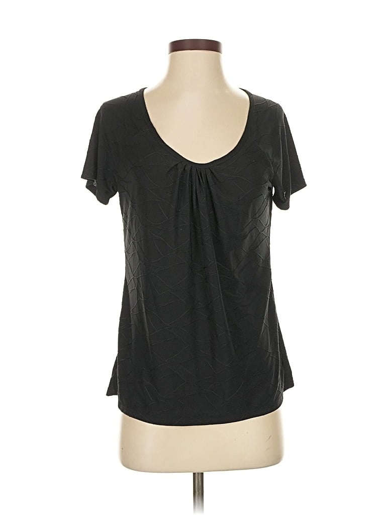 Pre-owned Jaclyn Smith Short Sleeve Top Black Scoop Neck Tops