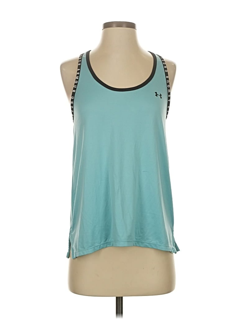 Pre-owned Under Armour Tank Top Teal Halter Neckline Tops In Blue