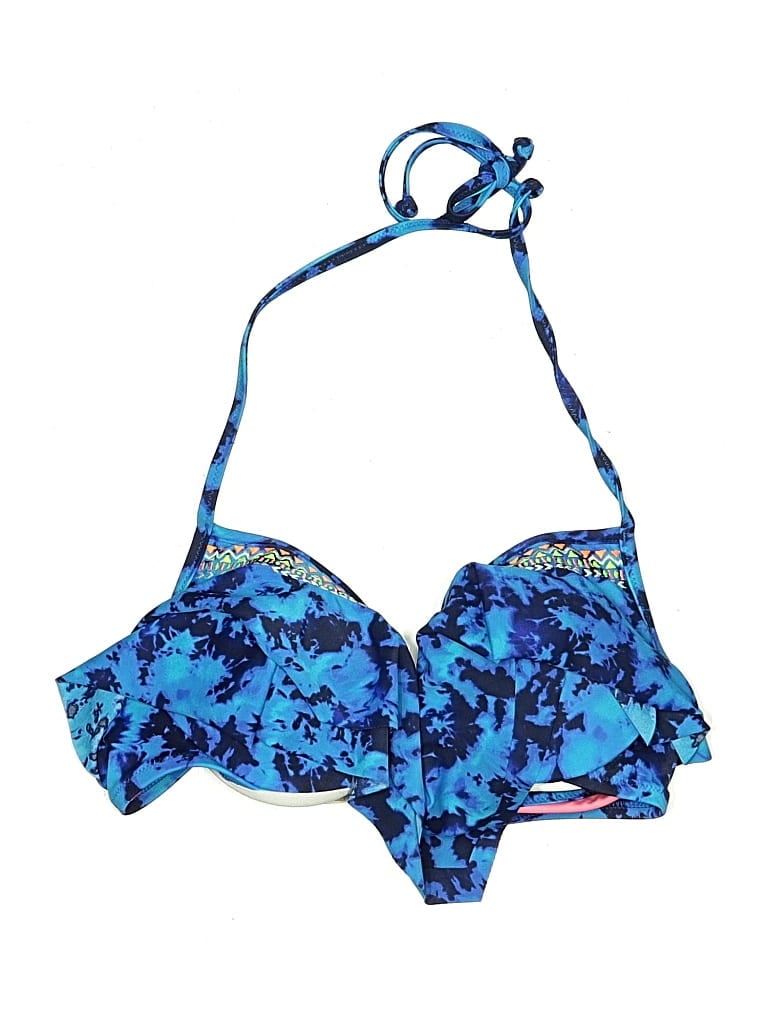 Pre-owned Victoria's Secret Pink Swimsuit Top Blue Paisley Pattern Swimwear