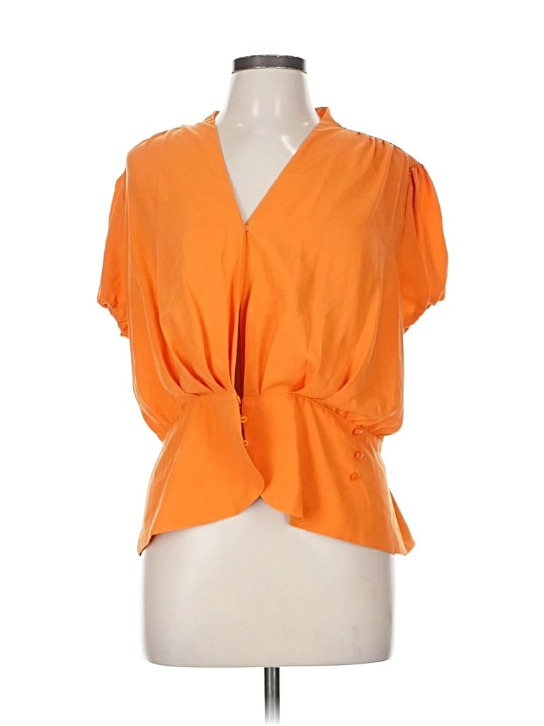 Pre-owned Eva Mendes By New York & Company Short Sleeve Blouse In Orange