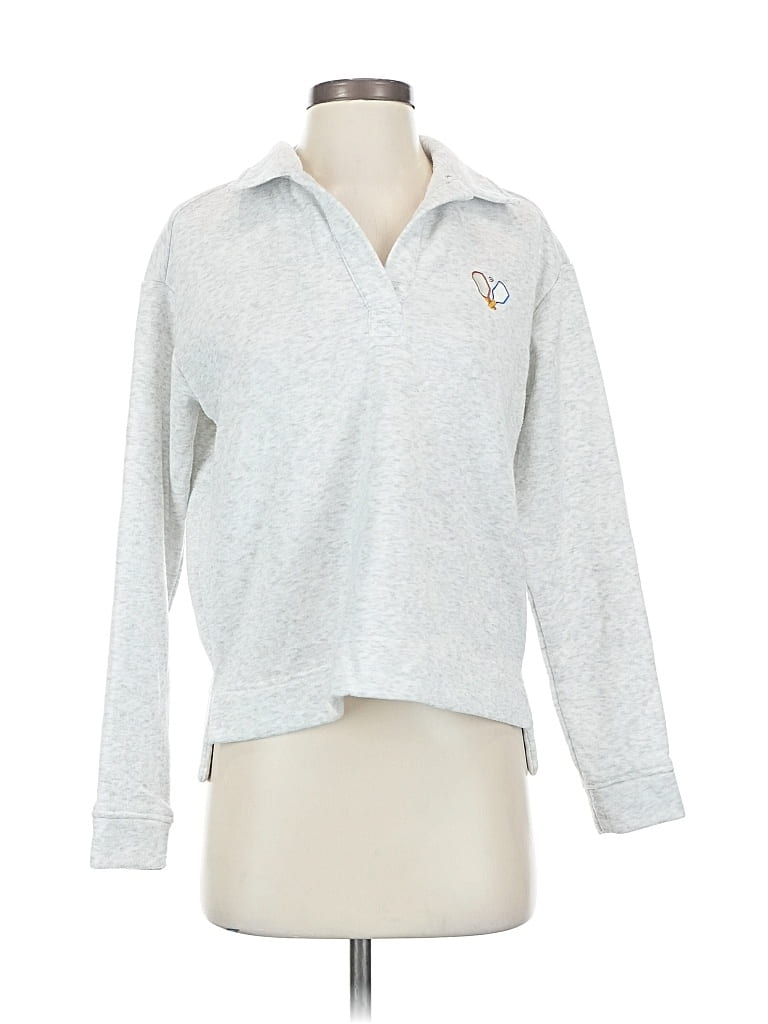 Pre-owned Rae Dunn Long Sleeve Polo Shirt In Silver