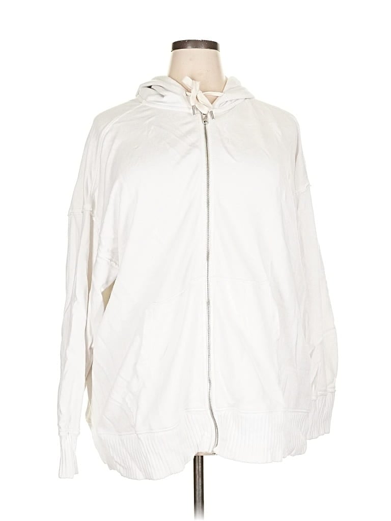 Pre-owned Aerie Zip Up Hoodie In White