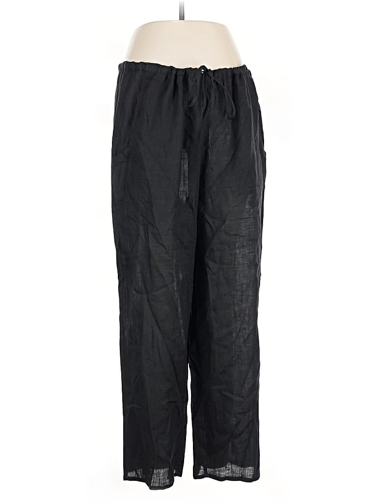 Pre-owned Flax Linen Pants In Black