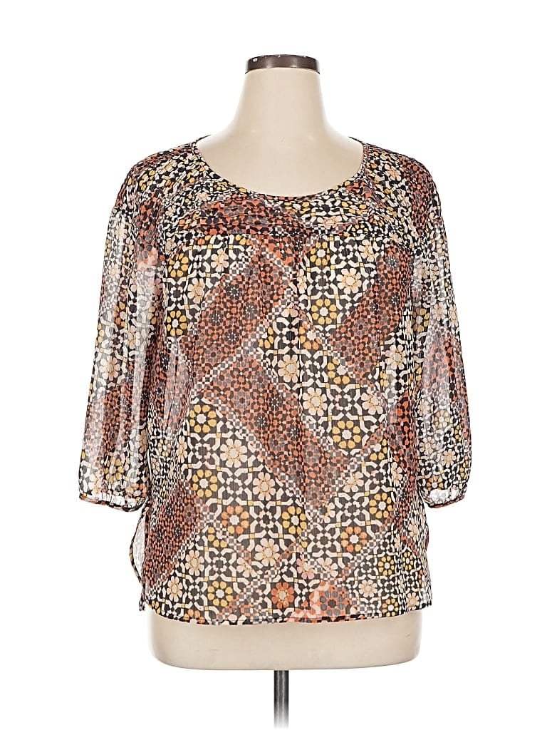 Pre-owned Lc Lauren Conrad 3/4 Sleeve Blouse In Brown