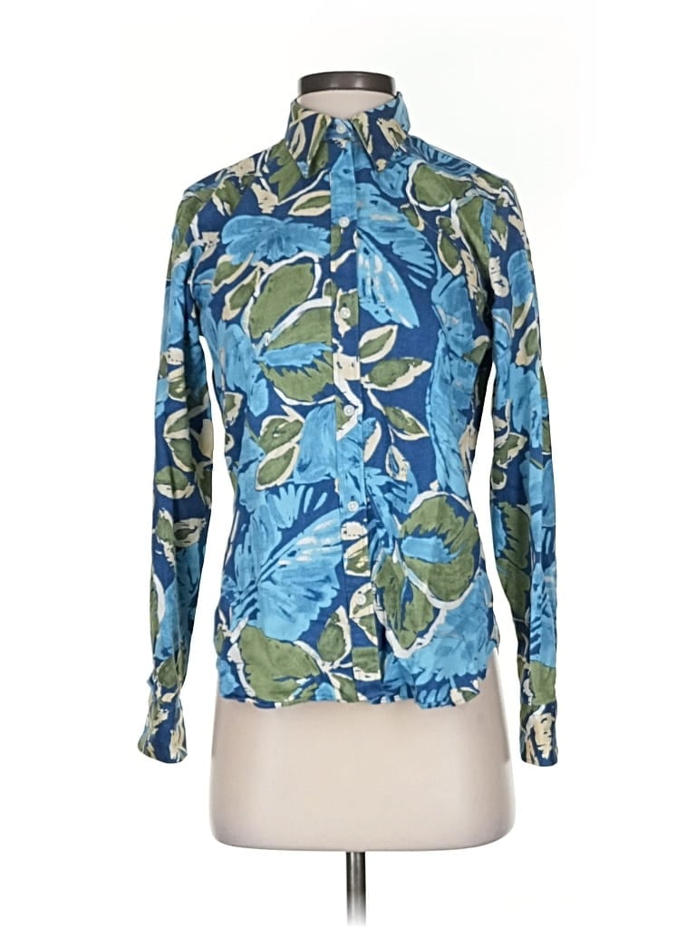 Pre-owned Chaps Long Sleeve Blouse In Blue