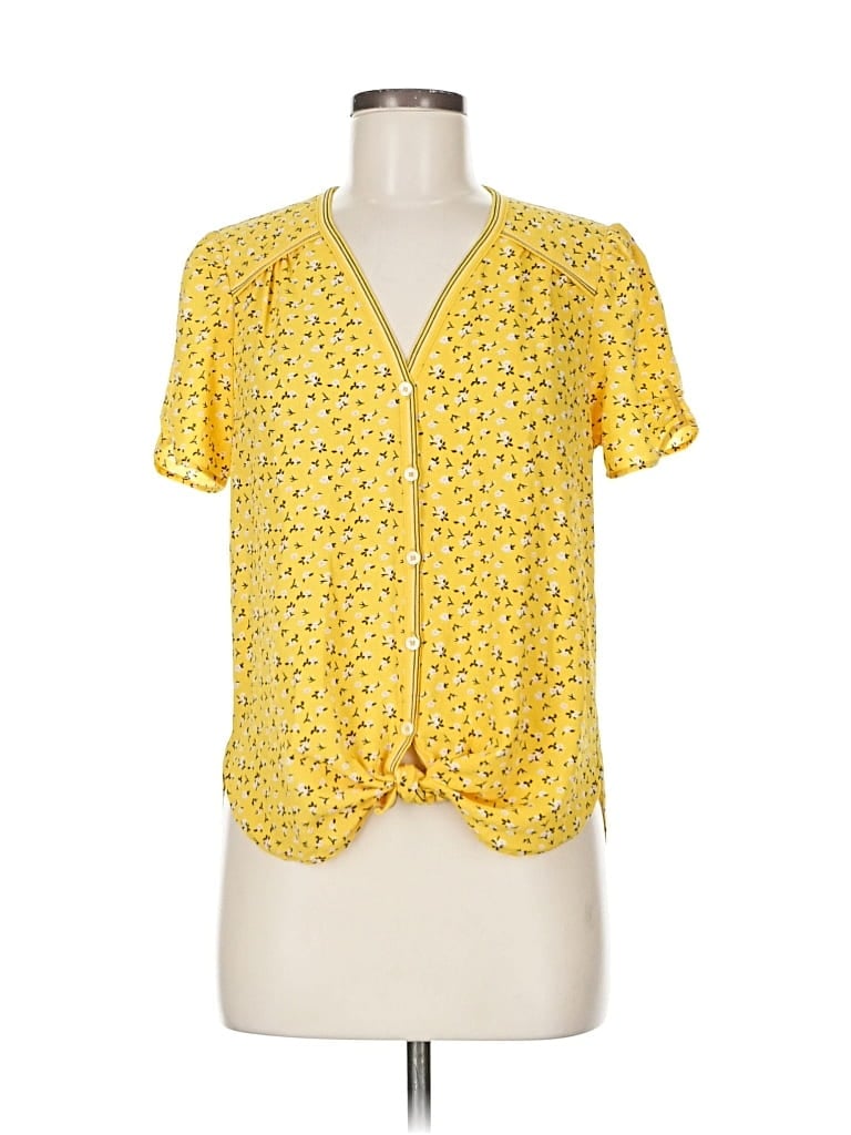 Pre-owned Max Studio Short Sleeve Blouse In Yellow