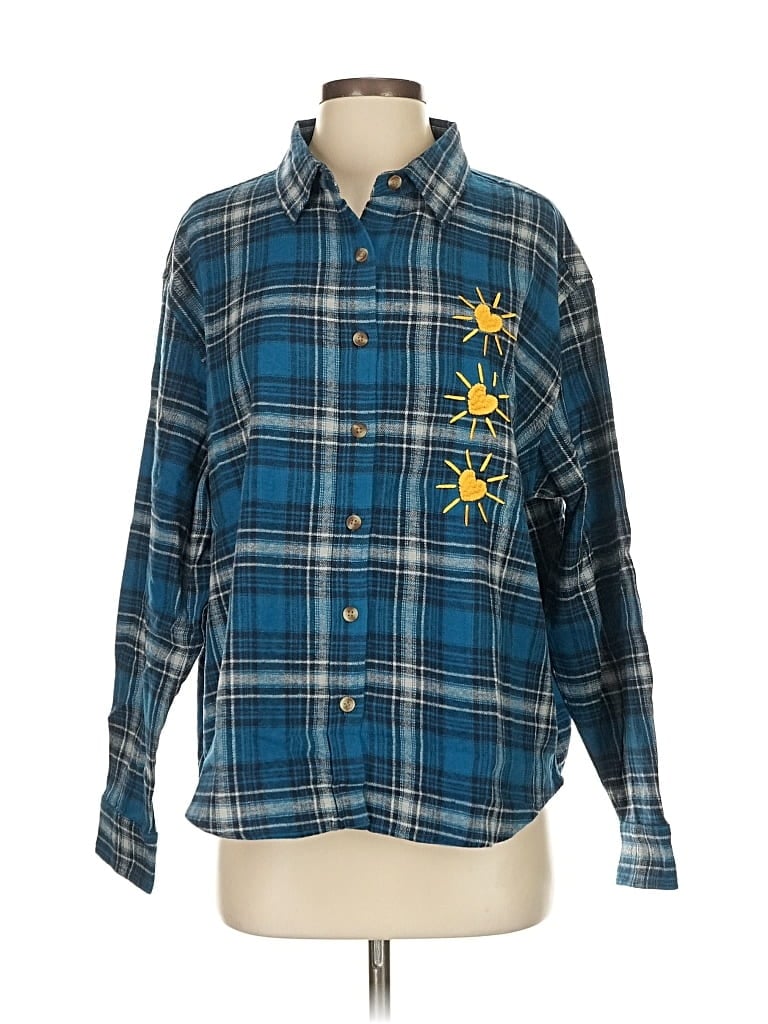 Pre-owned Unbranded Long Sleeve Button Down Shirt In Blue