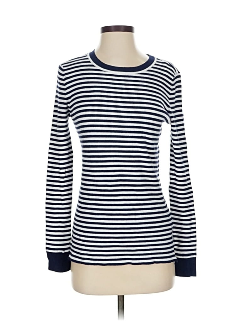 Pre-owned Michael Michael Kors Long Sleeve Top Blue Boatneck Tops