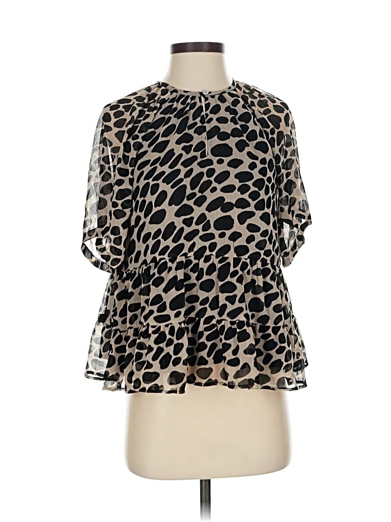 Pre-owned Ann Taylor Loft Short Sleeve Blouse In White