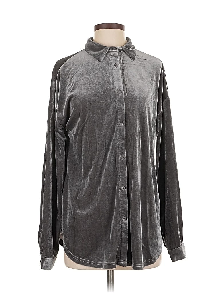 Pre-owned Weekend Suzanne Betro Long Sleeve Blouse In Gray