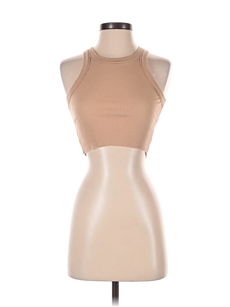 Pre-owned Wesley Tank Top Tan Halter Neckline Tops In Brown