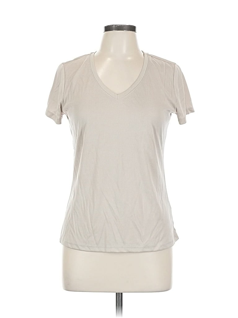 Workshop Republic Clothing Short Sleeve Top Gray V Neck Tops In White