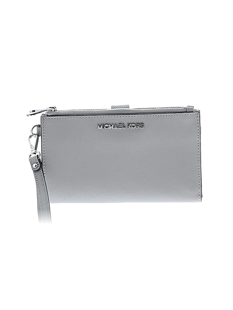 Pre-owned Michael Michael Kors Leather Wristlet In Gray