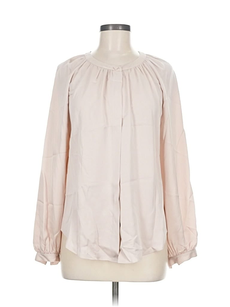 Pre-owned Theory Long Sleeve Blouse In White