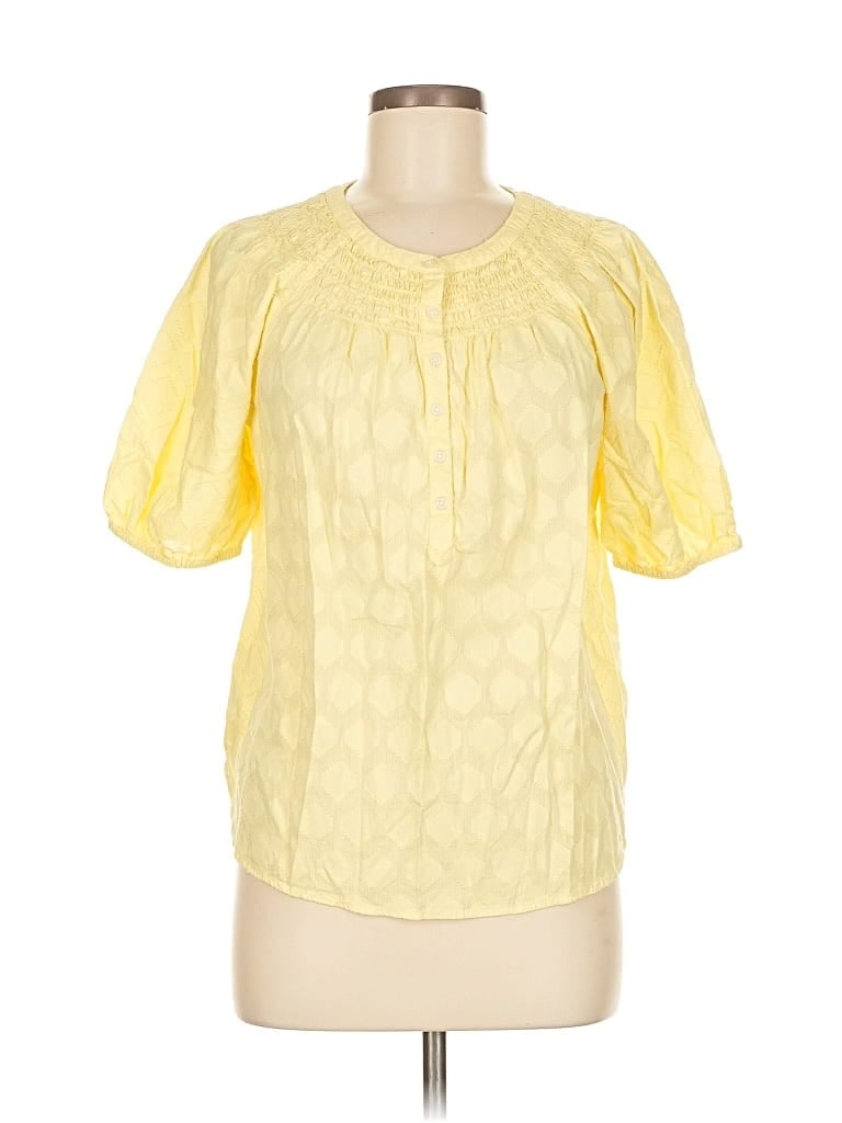 Pre-owned Ann Taylor Loft Short Sleeve Blouse In Yellow