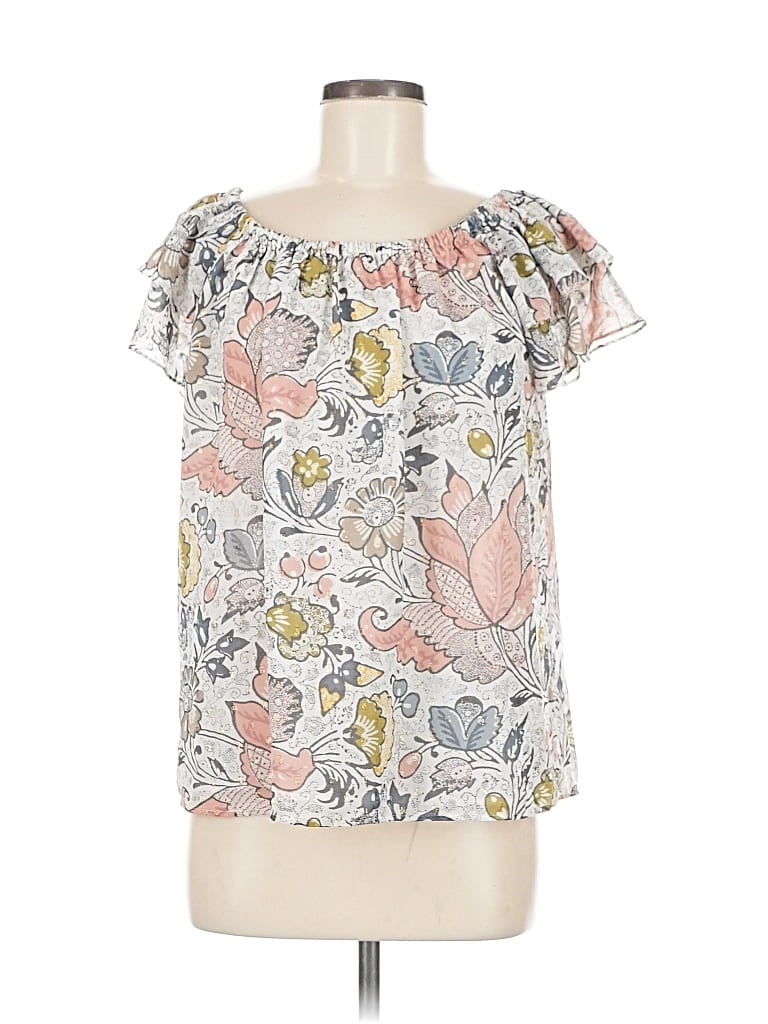 Pre-owned Ann Taylor Loft Short Sleeve Blouse In White