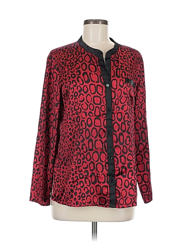 Pre-owned Oscar By Oscar De La Renta Long Sleeve Blouse In Red