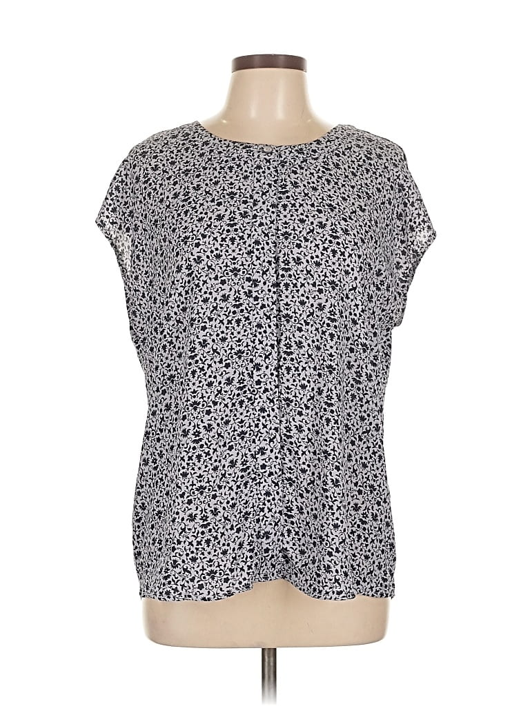 Pre-owned Ann Taylor Factory Short Sleeve Blouse In Gray