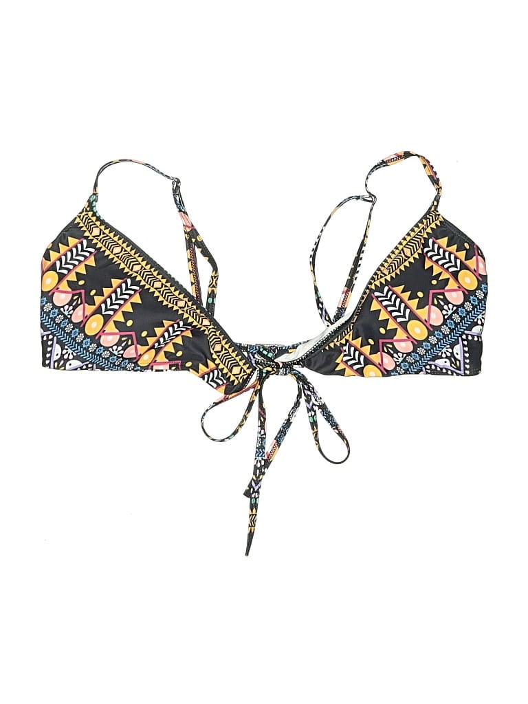 Pre-owned Unbranded Swimsuit Top Black Print Pattern Swimwear