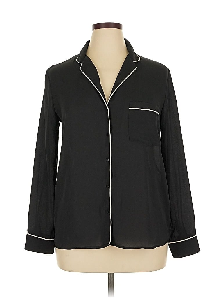 Pre-owned Zara Basic Long Sleeve Blouse In Black