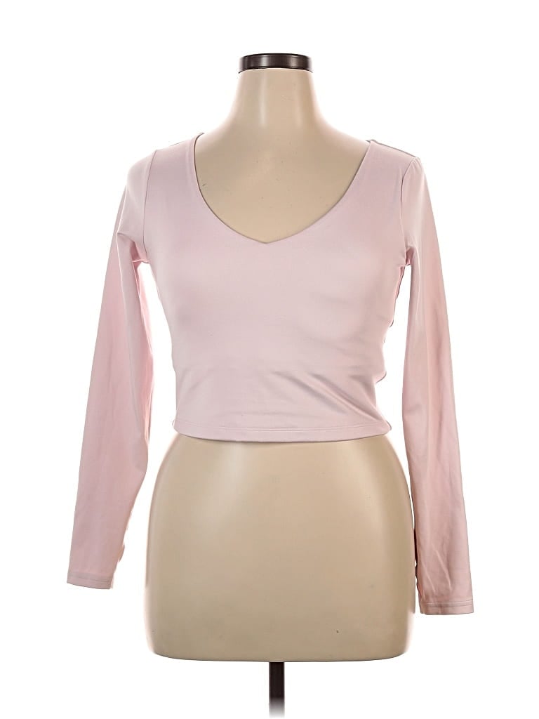 Pre-owned Gilly Hicks Long Sleeve Top Pink Sweetheart Neckline Tops